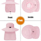 Outdoor Sun Hats with Stowable Neck Flap for Men Women UPF 50+ Mesh Summer Bucket Hat Wide Brim for Fishing Safari Hiking Pink
