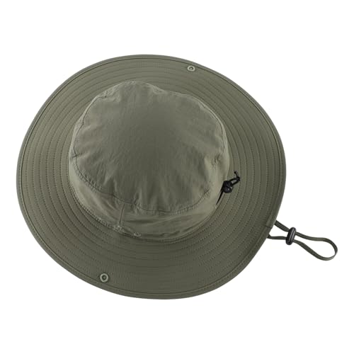 Sun Hat for Men UV Protection Safari Hat for Fishing Hiking Gardening Breathable Cowboy Hat UPF50 Light Army Green