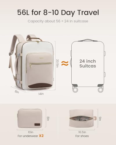 56L Travel Backpack for Women & Men