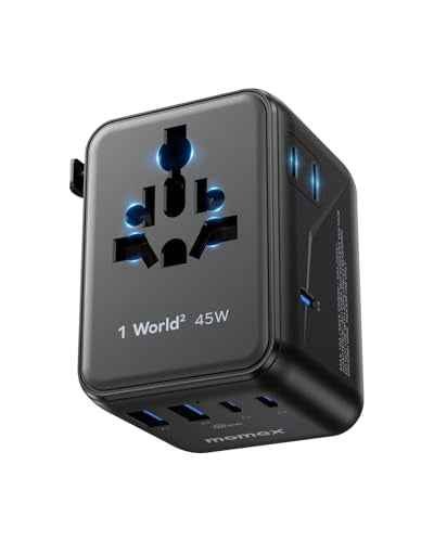 7-in-1 Universal Travel Adapter, GaN 45W iPhone 17 European Travel Plug Adapter, 3 USB-C PD & 2 USB-A QC,2 AC, International Power Adapter for Travel UK EU AUS JP, Travel Essentials