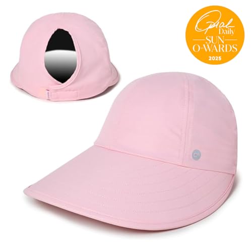 Womens Sunblocker UPF 50 Wide Brim Ponytail Sun Hat