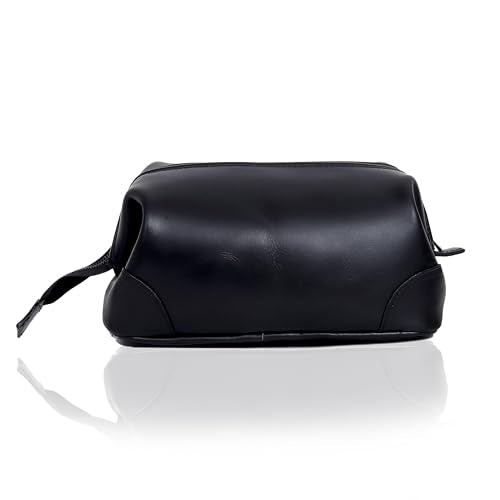 Leather Toiletry Bag for Men Best Gift Premium Genuine Dopp Kit Shaving Kit Organizer Travel Kit Pouch Bag 10 inch Size