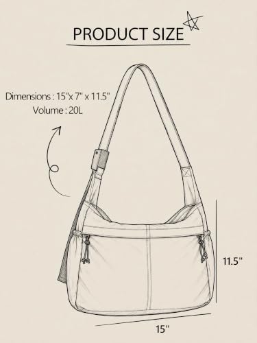20L Crossbody Tote Bag Large Capacity Lightweight Hobo Shoulder Sling Bags for Gym Shopping Beach Travel