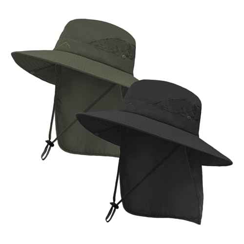 UPF 50+ Wide Brim Sun Hat with Neck Flap (2 Count)