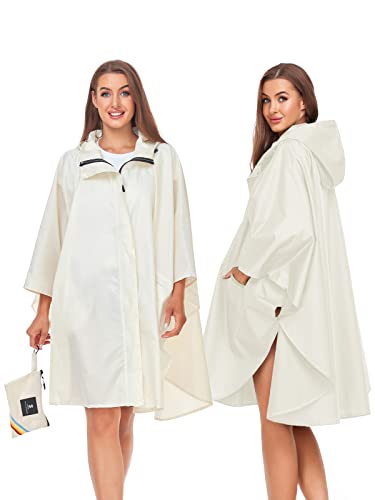Unisex Rain Poncho Hooded Waterproof Raincoat for Adults Women