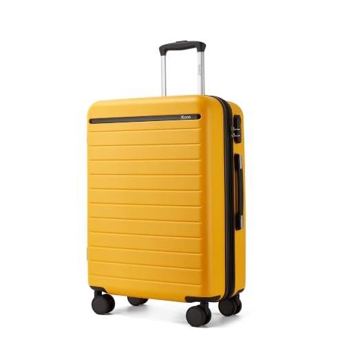 Checked Suitcase 24in Expandable ABS+PC Side Handles luggage Yellow