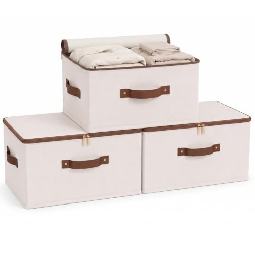 3 Pcs Rigid Storage Bins with Zipper Lid (3 Count)