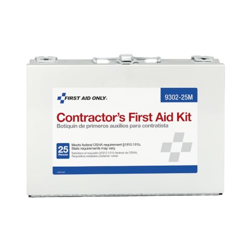 9302-25M 25-Person Contractor's First Aid Kit for Home Renovation, Job Sites, and Construction Vehicles, 178 Pieces, White