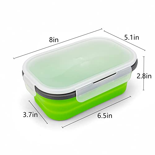 Green Food Grade Silicone Lunch Container Bento Box