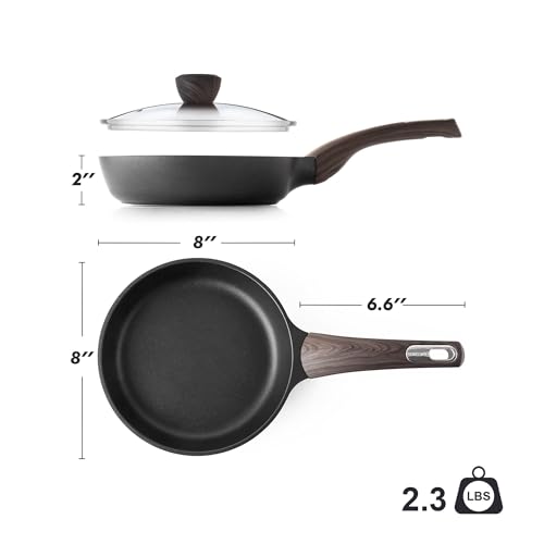 8inch Nonstick Frying Pan Paella Pan with Lid