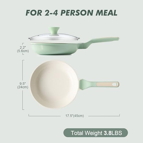 9.5In Nonstick Ceramic Frying Pan with Lid