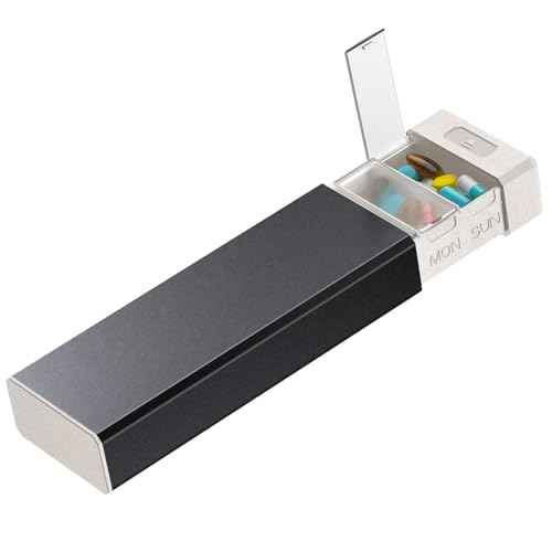 Metal Pill Organizer with 7 Separate Compartments for Pills Storage