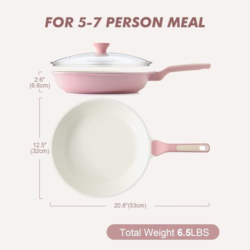 12.5In Nonstick Ceramic Frying Pan with Lid