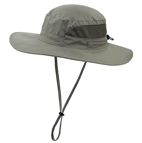 Women's Summer Beach Hats Breathable Mesh Bucket Sun Hat Wide Brim UV Protection Fishing Hiking Hat Army Green
