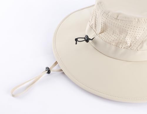 Foldable UPF 50+ Sun Hat for Men Women Wide Brim Beach Bucket Hat Summer Outdoor Fishing Hat UV Sun Protection Cap for Hiking Gardening Golf Light Khaki