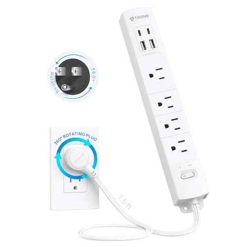 Wall Mount Surge Protector Power Strip with 360 Rotating Plug