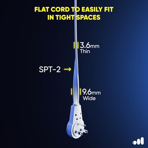 1 Ft UL 360° Rotating Flat Plug Extension Cord