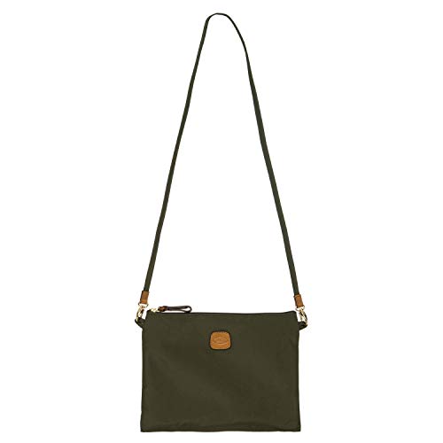 Bric’s X-Bag/X-Travel 2.0 Overnight Weekender Duffel, Water-Resistant Folding Carry-On with Leather Trim, Removable Shoulder Strap and Pass-Through Sleeve - Mini Bag Included – 18 Inch, Olive