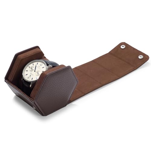 Single Watch Box Brown Hexagonal