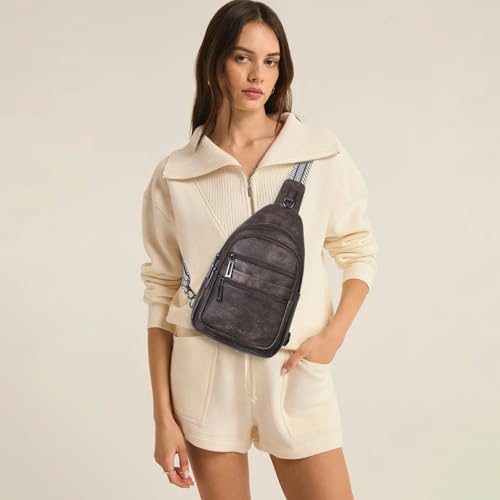 Sling Bag for Women Crossbody Fanny Pack Sling Purse Backpack Vegan Leather Travel Handbag Cross Over Shoulder Bag Gifts for Women Coffee