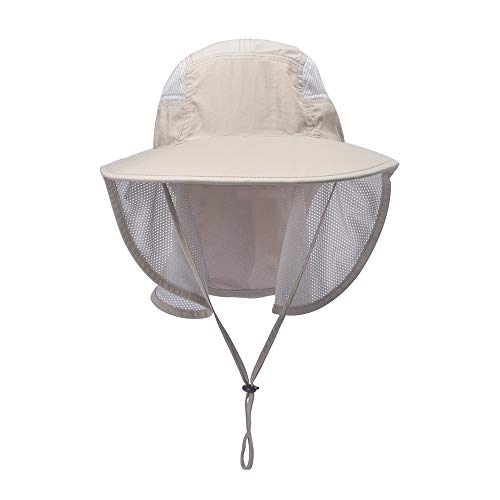 Unisex Outdoor Activities UV Protecting Sun Hats with Neck Flap Khaki