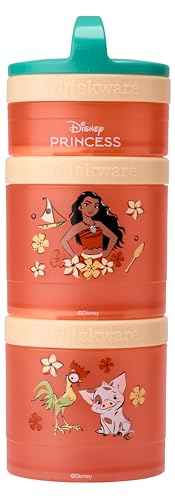 Moana) DiSNEY PRINCESS Whiskware Stackable Snack Pack - 3 Jar + Handle - Blue/Orange/Pink