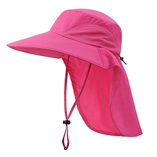 Outdoor UPF50+ Sun Hat Wide Brim Mesh Fishing Hat with Neck Flap Beach Hat Large Brim Safari Hat