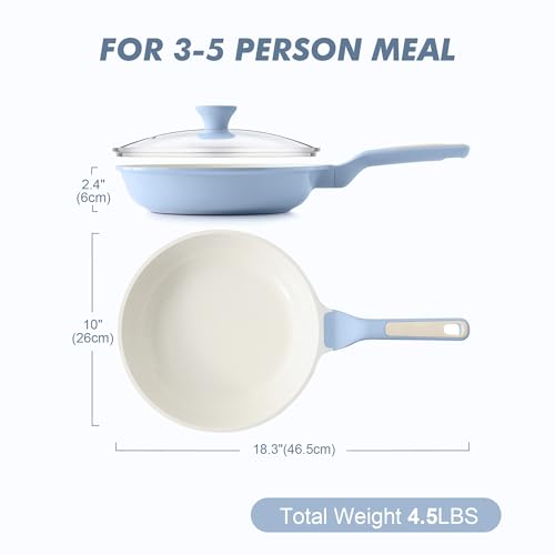 10Inch Nonstick Ceramic Frying Pan with Lid