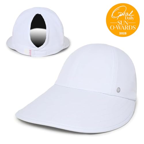 Womens Sunblocker UPF 50 Wide Brim Ponytail Sun Hat