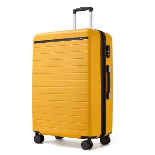 Large Suitcase 28in Expandable ABS+PC 8pcs Silent Wheels Yellow