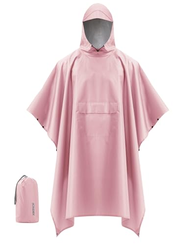 Hooded Rain Poncho Packable Waterproof Unisex Raincoat with Pocket