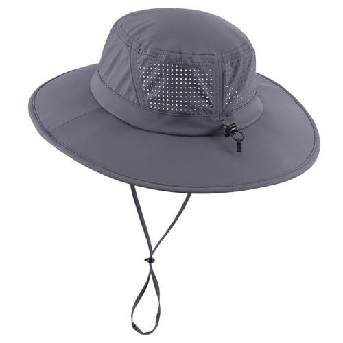 Foldable UPF 50+ Sun Hat for Men Women Wide Brim Beach Bucket Hat Summer Outdoor Fishing Hat UV Sun Protection Cap for Hiking Gardening Golf Dark Grey