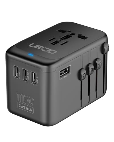 Universal Travel Adapter 100W GaN Fast Charger in One for Europe UK US