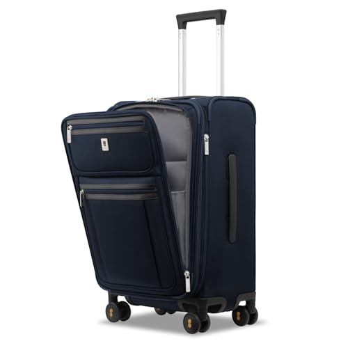 Softside Carry On Luggage 20" Expandable Suitcase with Wheels Blue