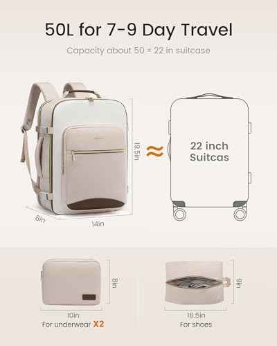 50L Travel Backpack for Women & Men