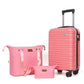 Luggage Set 3 Piece Luggage Set ABS hardshell Spinner Wheels Luggage Carry on Suitcase with Weekender bag & Toiletry bag（Pink） (3 Count)