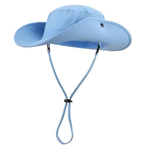 UPF50+ Mens Sun Hat Wide Brim Womens UV Protection Beach Bucket Hat for Fishing Hiking Snap Up Cowboy Hat