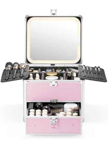 Makeup Box with Detachable Magnetic LED Mirror
