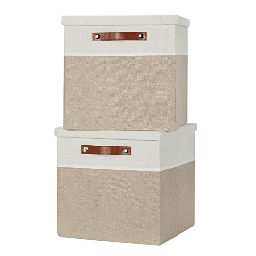 Fabric Storage Bins with Lids 13 Inch Storage Cubes with Lid (2 Count)