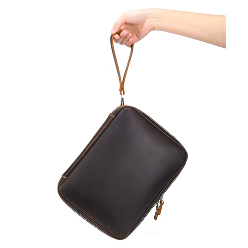 Full Grain Leather Electronic Organizer Accessory Travel Tech Pouch