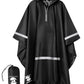 Adult Rain Poncho Waterproof Hooded Raincoat Lightweight Packable