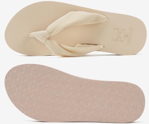 Flip Flops for Women Arch Support Summer Pool Sandals Beige Size 6.5