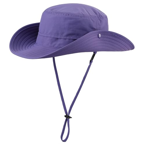 Outdoor Sun Hat for Women UPF 50+ Fishing Hiking Gardening Hat Breathable Mesh Cowboy Hat Summer Beach Hat Purple