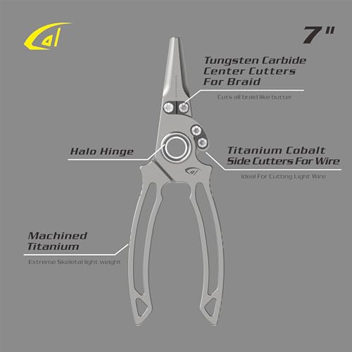 danco 7 Inch Titanium Dual Cutter Fishing Pliers with Sheath and Lanyard