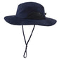 UPF50+ Mens Sun Hat Wide Brim Fishing Hat Airy Mesh UV Protection Portable Bucket Sun Hat Navy Blue