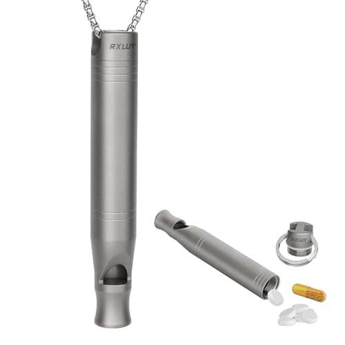 Titanium Emergency Whistle with Hidden Pill Holder Case