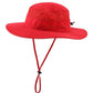 UPF50+ Sun Protection Hat Outdoor Bucket Hat for Fishing Hiking Gardening Safari Sailing Wide Brim Mesh Sun Hat for Men Women Beach Hat Red