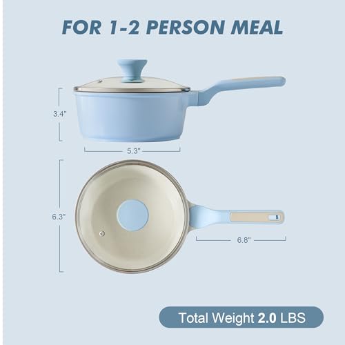 Ceramic Nonstick Saucepan with Lid 1.5 QT