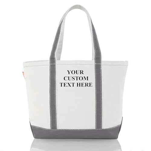Medium Classic Personalized Monogram Canvas Tote Bag for Women
