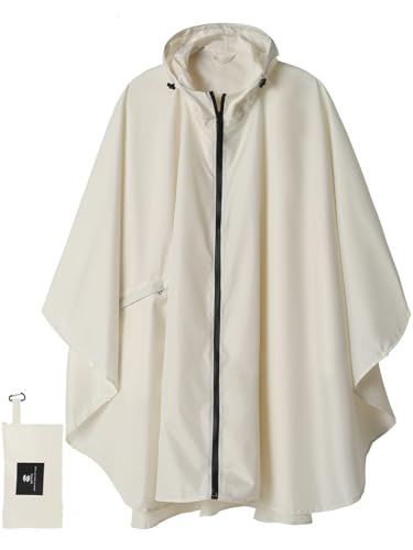 Adult Rain Poncho Waterproof Hooded Zipper Raincoat with Pockets